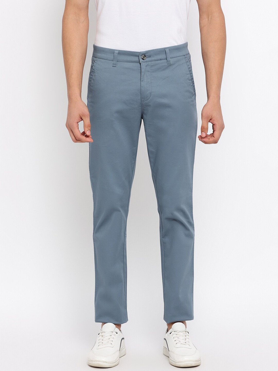 

Cantabil Men Blue Solid Cotton Regular Fit Trousers