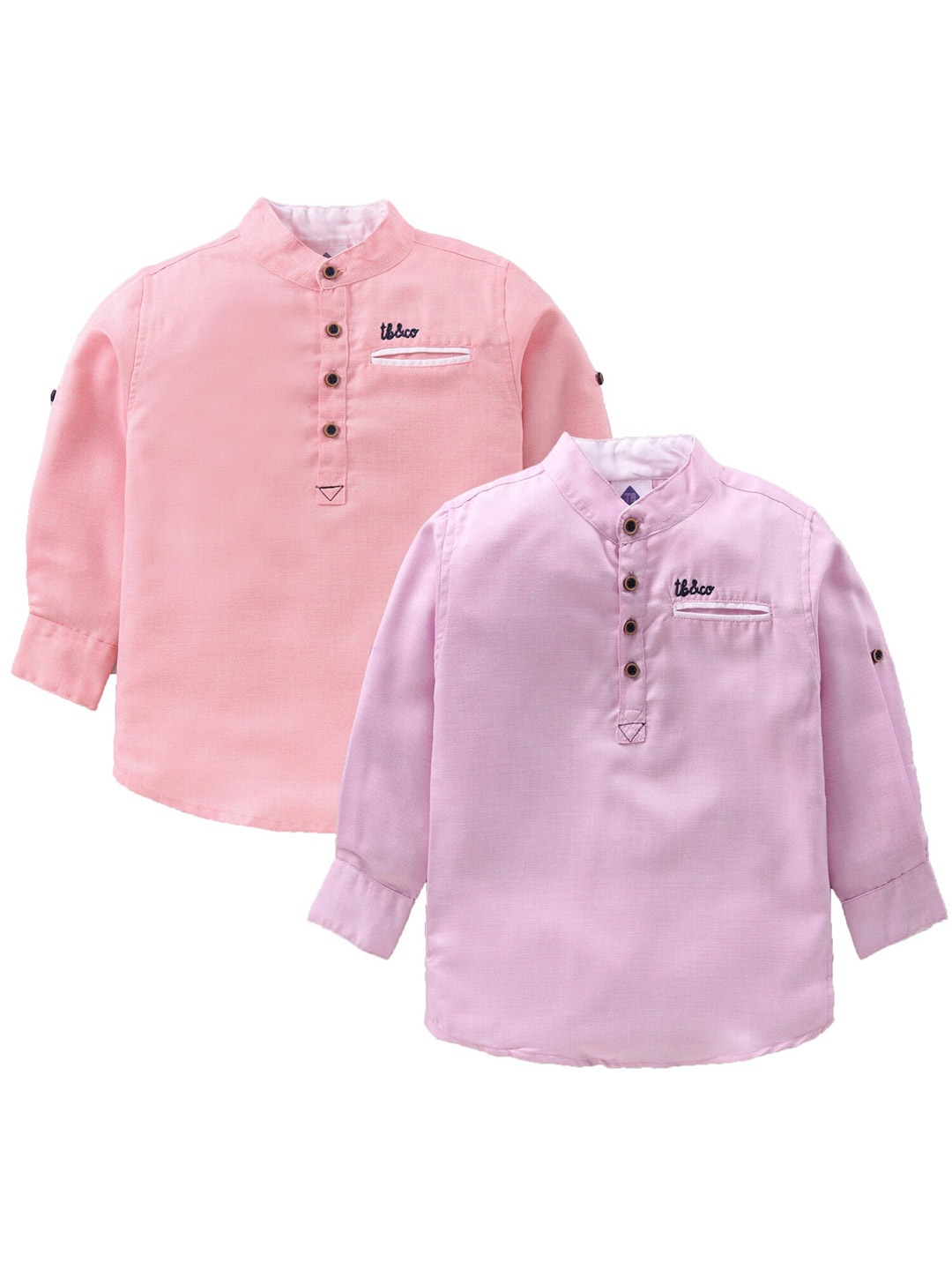 

TONYBOY Pack of 2 Boys Pink & Purple Solid Full Sleeves Classic Cotton Casual Shirt