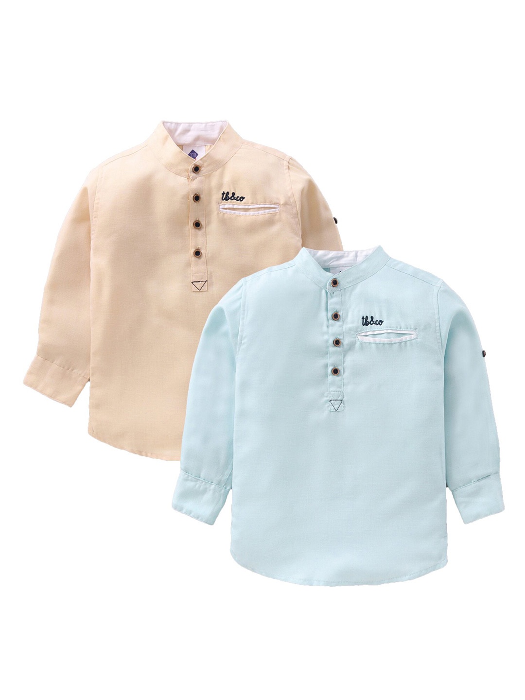 

TONYBOY Pack of 2 Boys Yellow & Blue Classic Cotton Casual Shirts
