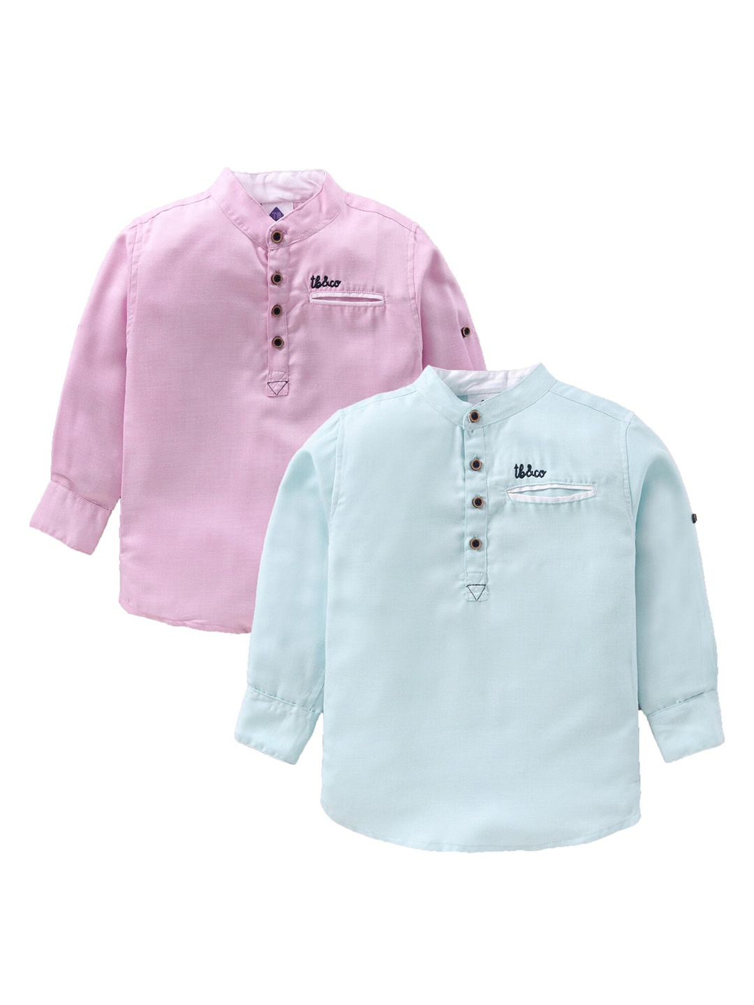 

TONYBOY Boys Pack of 2 Pink Solid Cotton Classic Casual Shirts