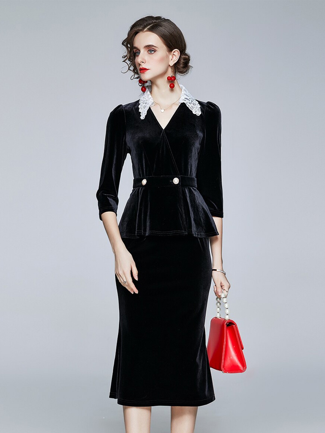 

JC Collection Women Black Solid Top With Skirt