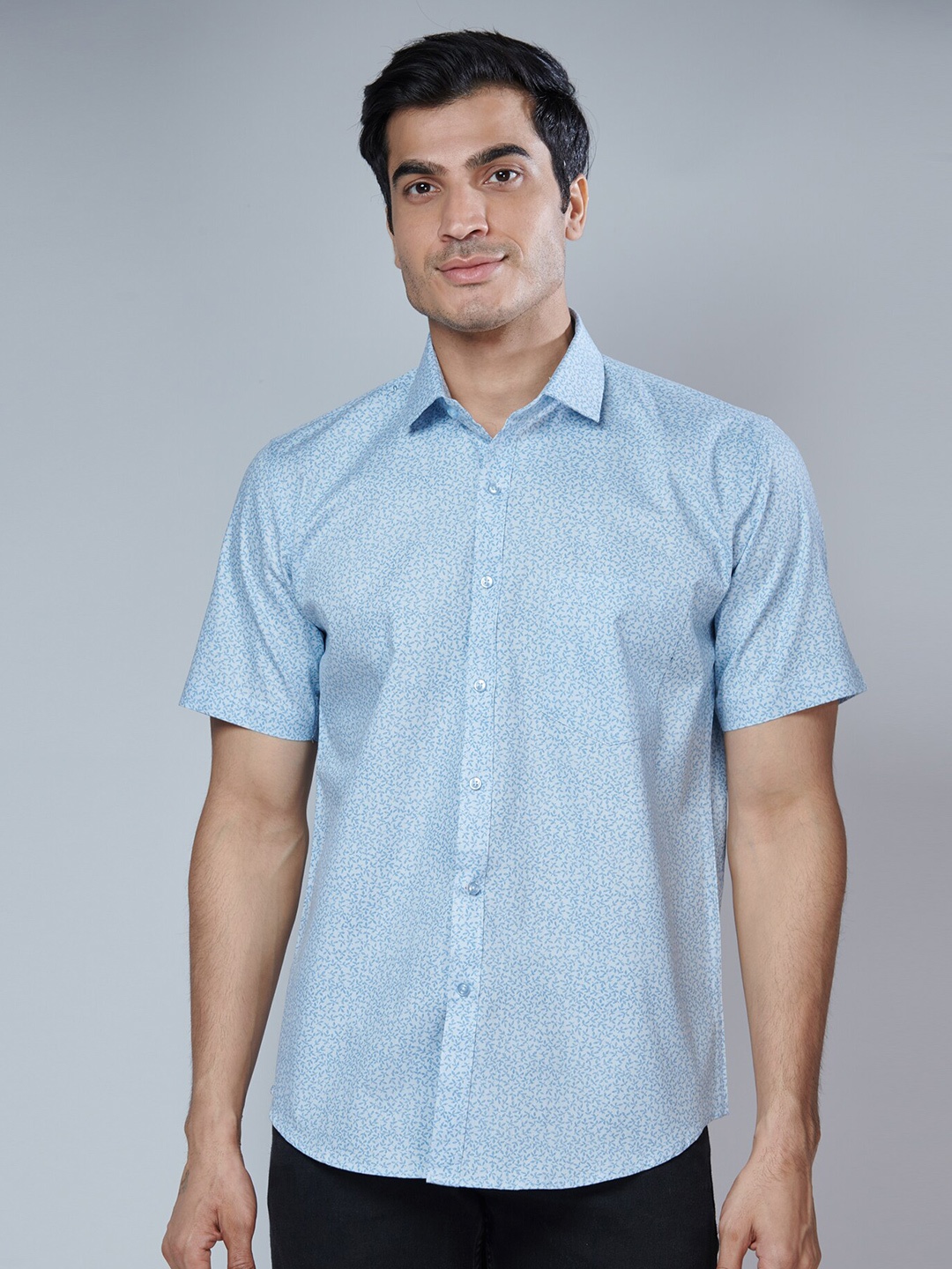 

MARK & ALBERT Men Classic Slim Fit Floral Printed Casual Cotton Shirt, Blue