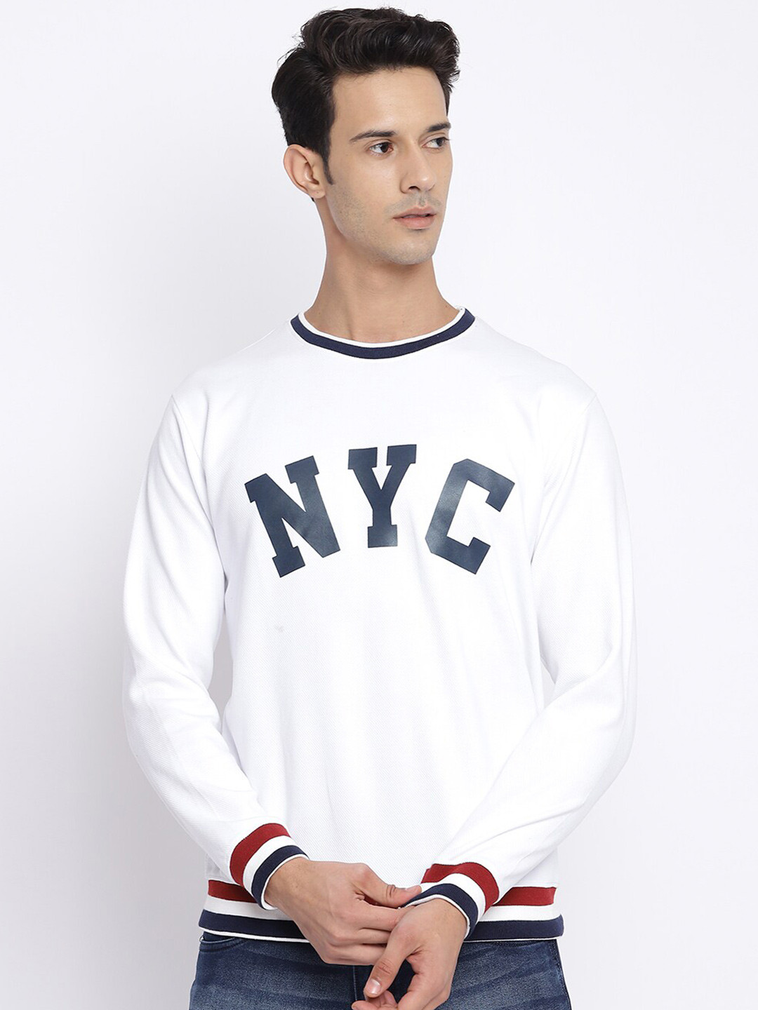 

Cantabil Men White Printed Acrylic Sweatshirt