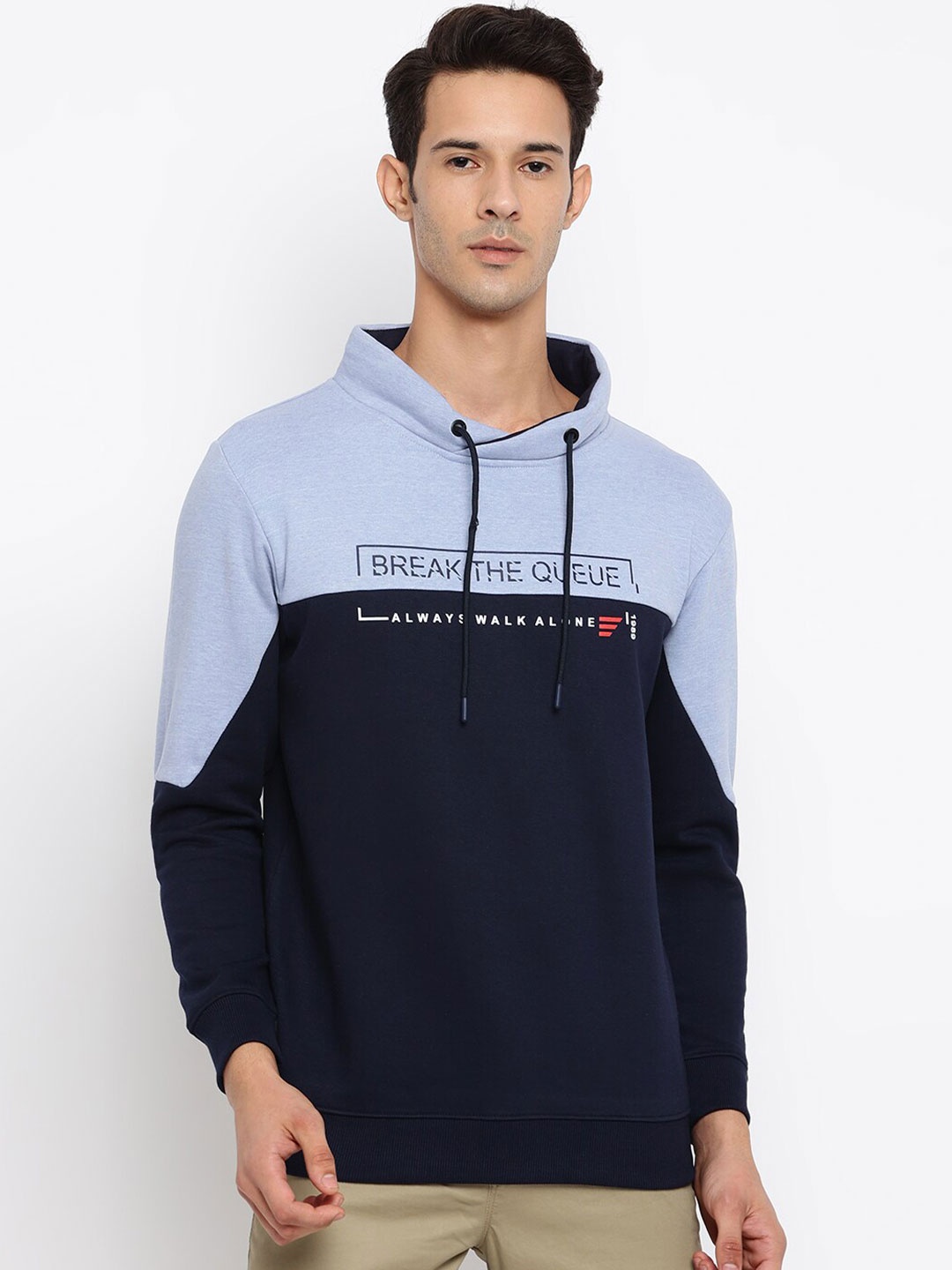 

Cantabil Men Blue Colourblocked Wool Sweatshirt