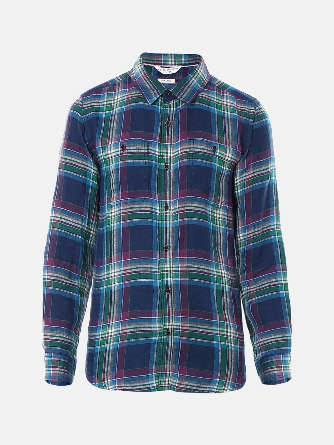 

Peter England Boys Blue & Red Slim Fit Tartan Checked Pure Cotton Casual Shirt