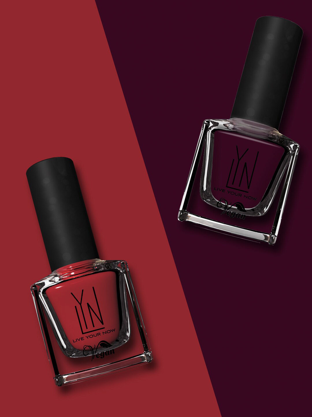 

LYN LIVE YOUR NOW Pack of 2 Vegan Cruelty-Free Nail Polish 16ml - Under Currant & Vampy Varnish, Red