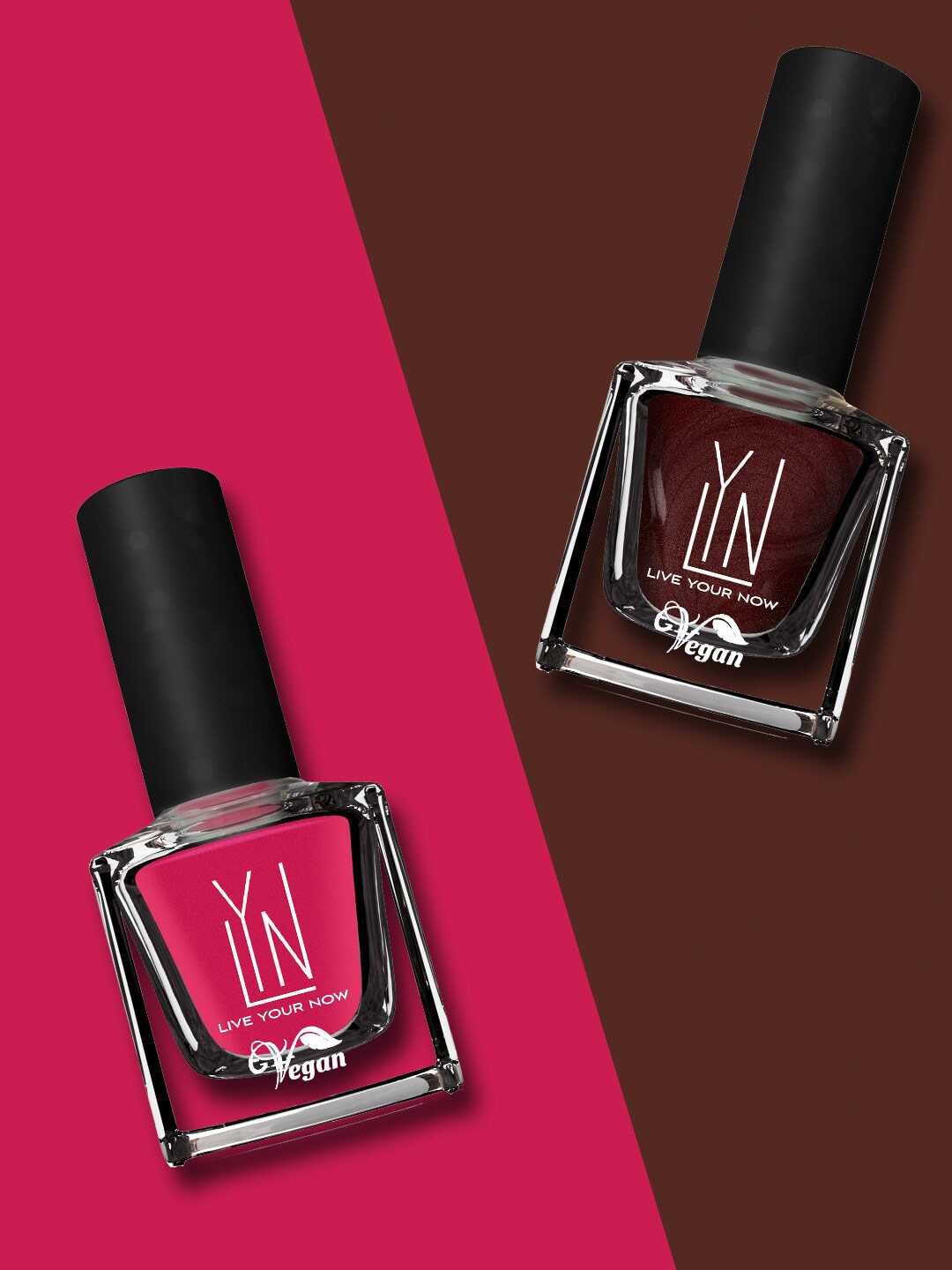 

LYN LIVE YOUR NOW Pack of 2 Vegan Cruelty-Free Nail Polish 16ml - Let's Toast & Chiclike, Pink