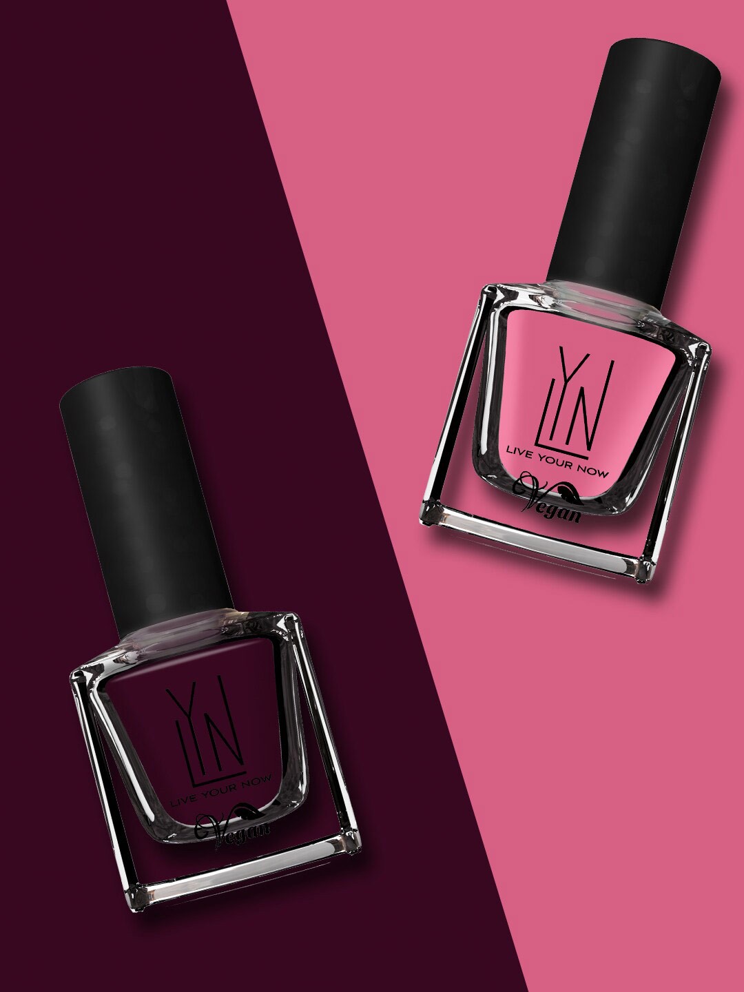 

LYN LIVE YOUR NOW Pack of 2 Vegan Cruelty-Free Nail Polish 16ml - Cherry Blossom & Under Currant, Na