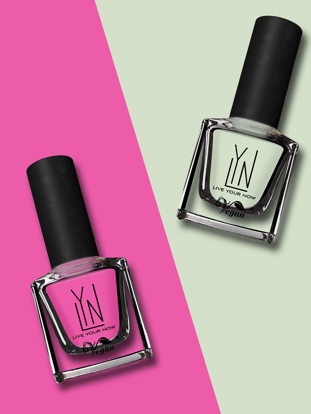 

LYN LIVE YOUR NOW Pack of 2 Vegan Cruelty-Free Nail Polish 16ml - Majestic Mint & Pink Skate, Na