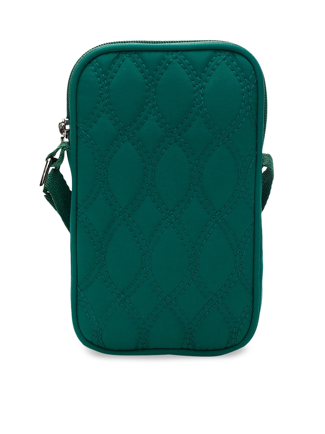 

max Green Geometric Textured Structured Sling Bag with Quilted