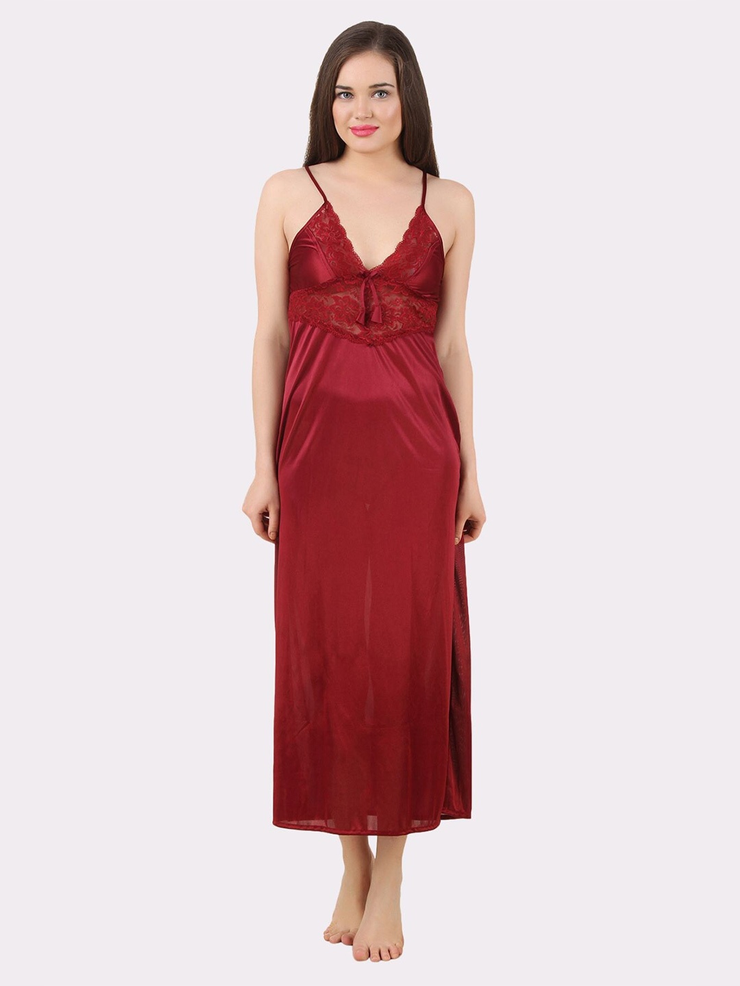 

Fasense Women Maroon Maxi Nightdress