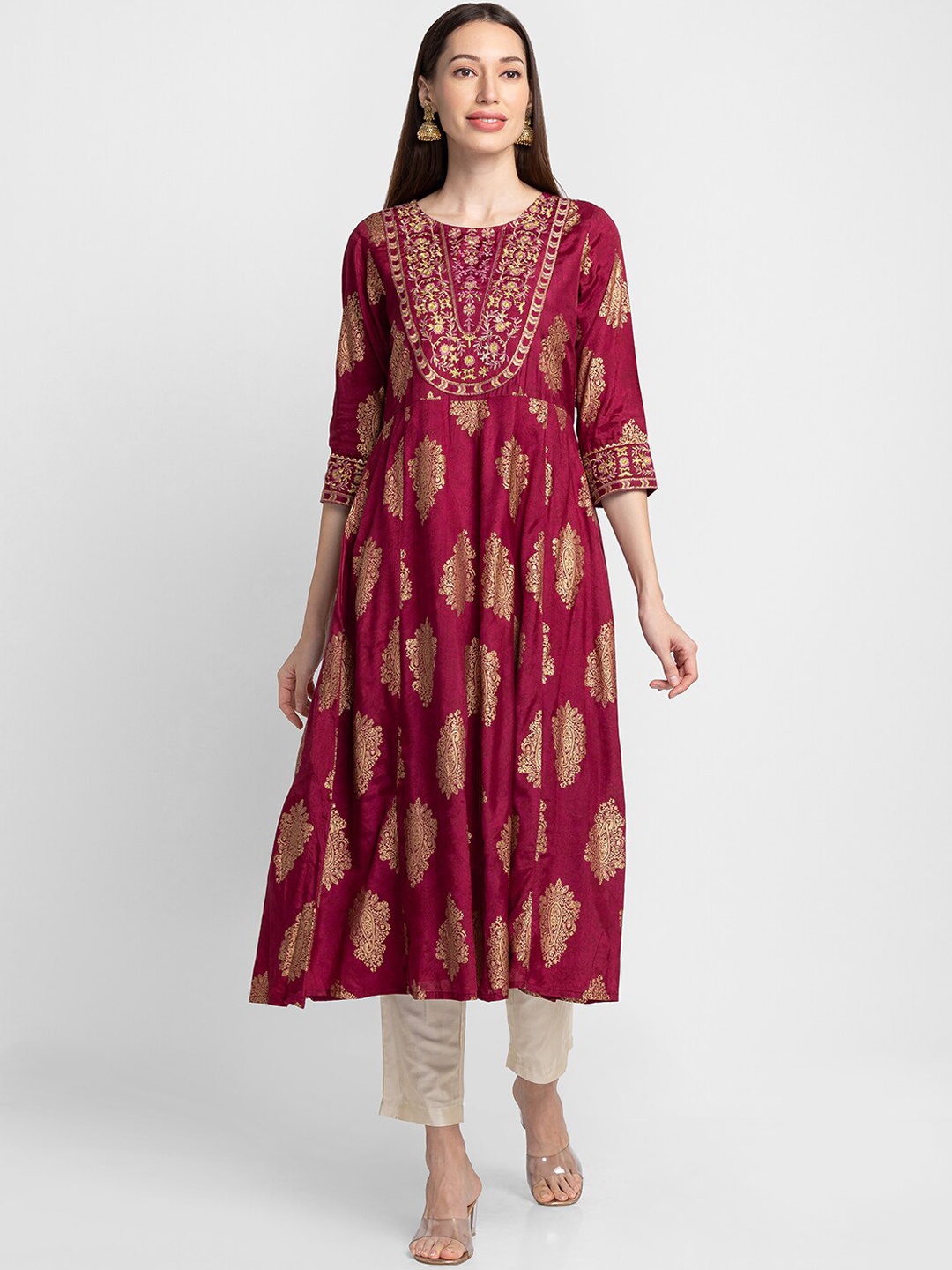 

Globus Ethnic Motifs Printed Anarkali Kurta, Magenta