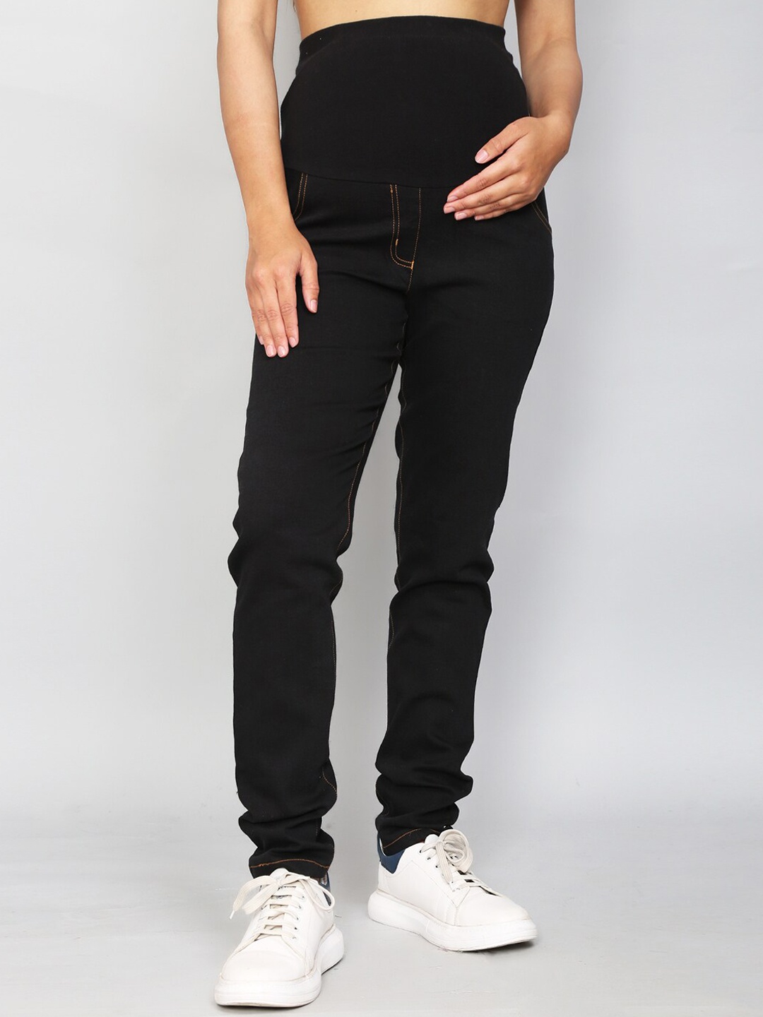 

SillyBoom Women Solid Maternity Cotton Comfort Pant, Black