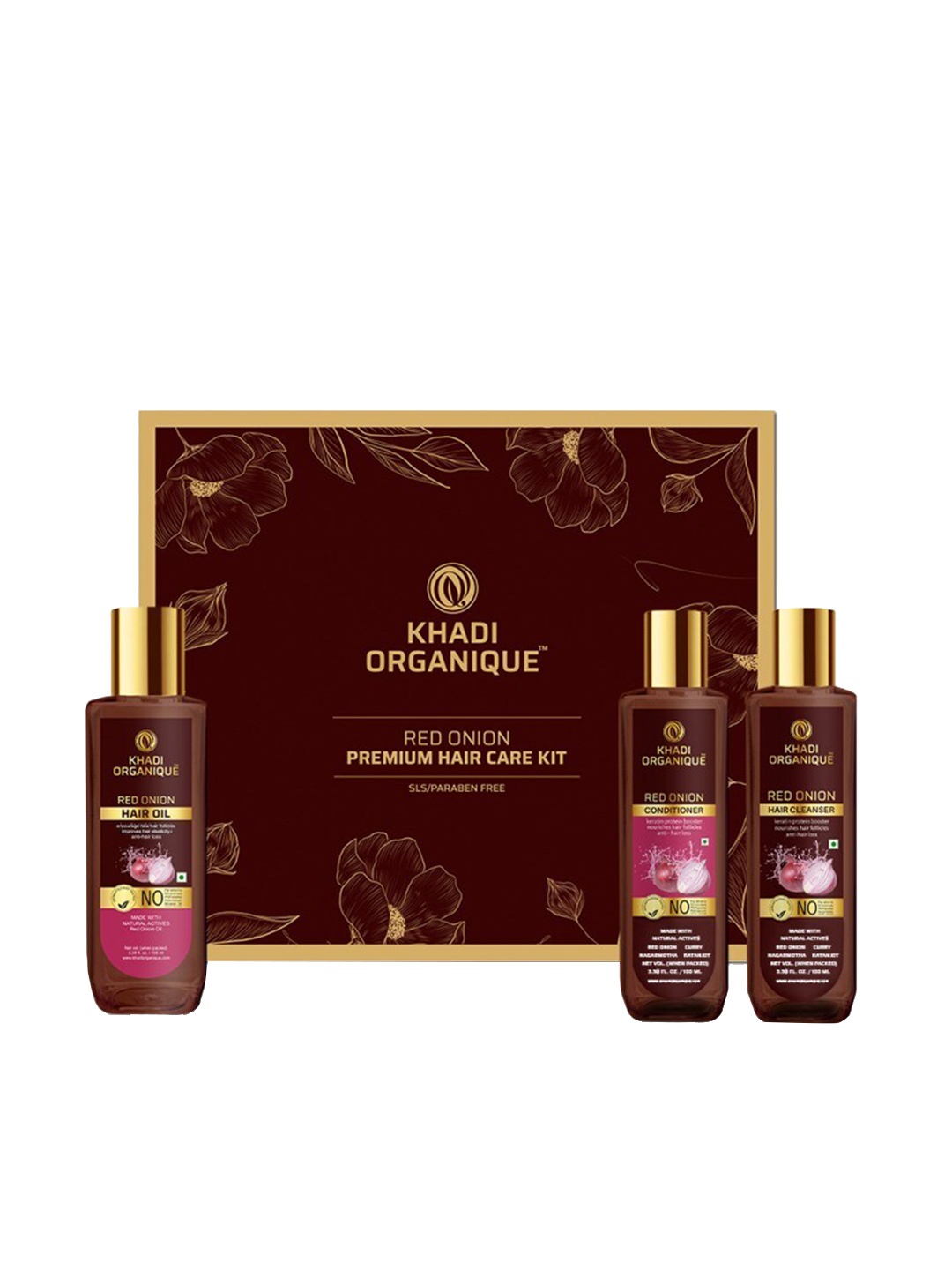 

Khadi Organique Set Of 3 Red Onion Hair Kit 300ml, Transparent