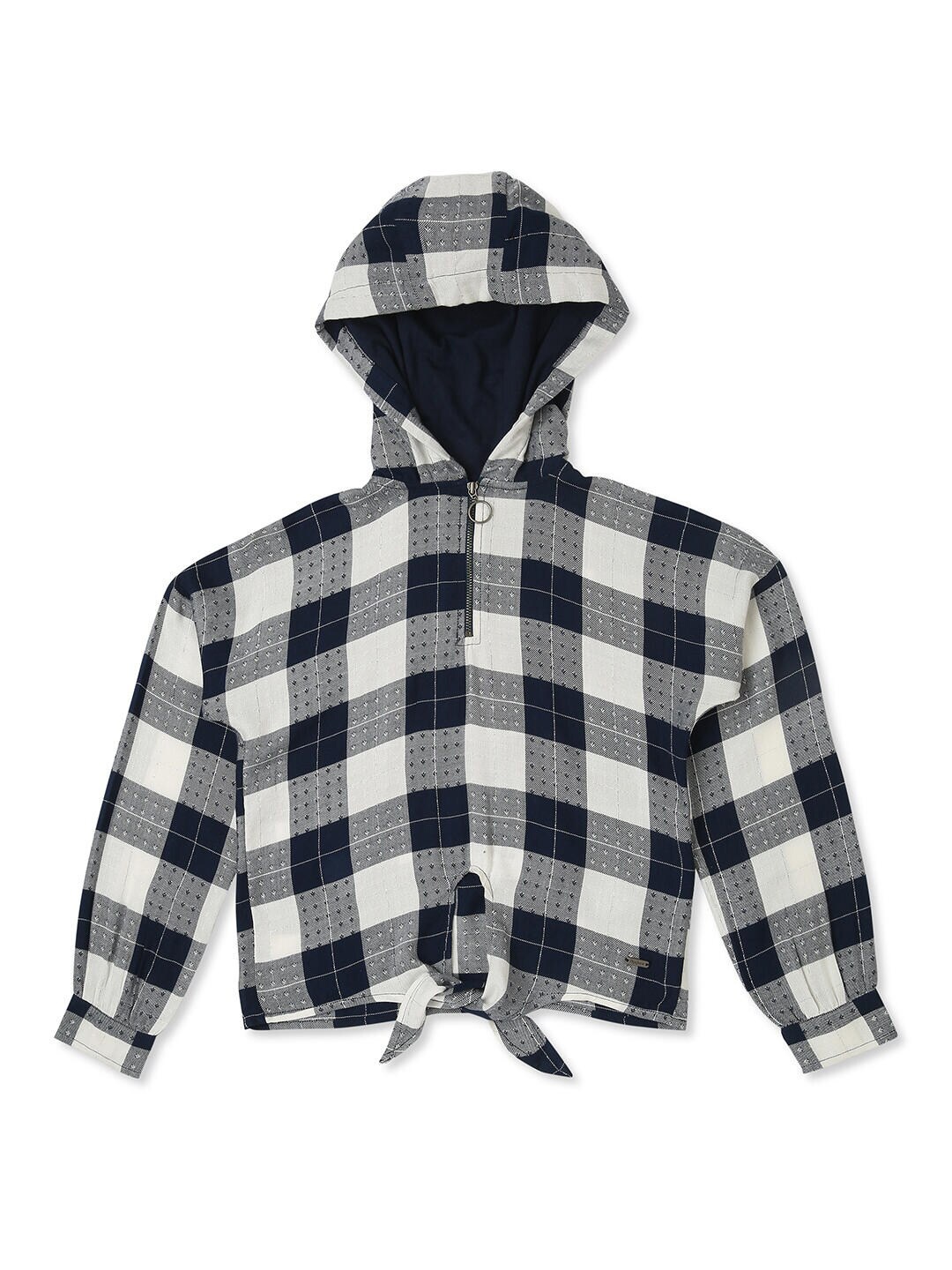 

Pepe Jeans Girls Hooded Checked Casual Shirt, Navy blue