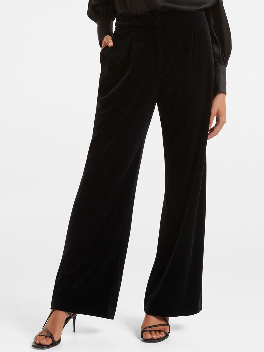 

Forever New Women Black Flared High-Rise Trousers