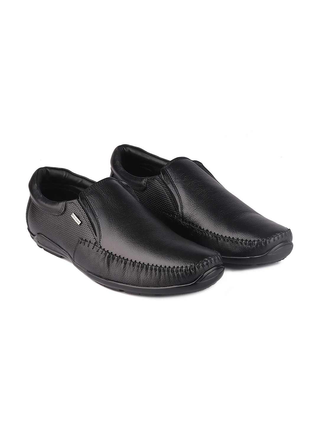 

Red Chief Men Black Solid Leather Formal Loafers