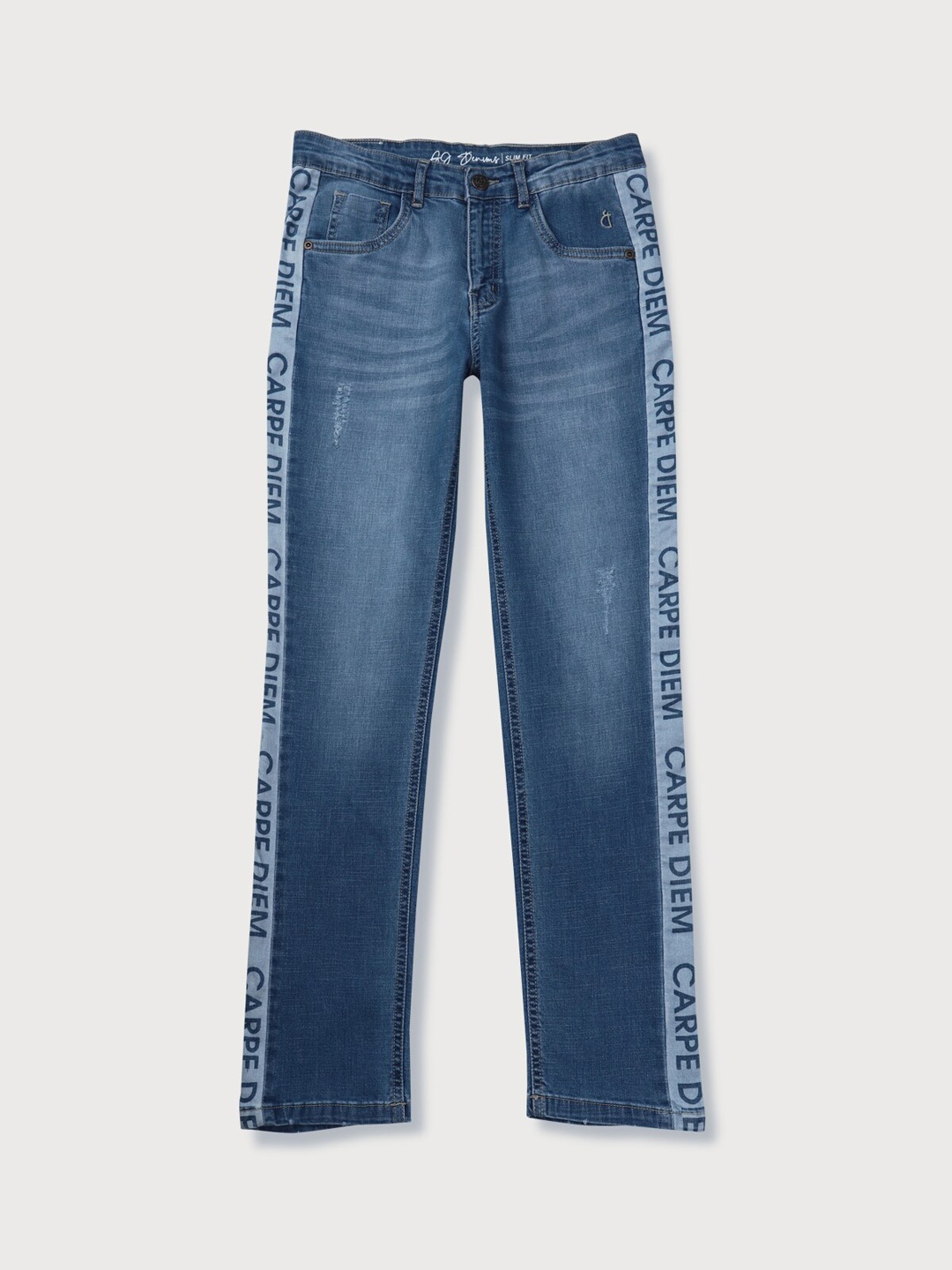 

Gini and Jony Boys Blue Low Distress Heavy Fade Cotton Jeans