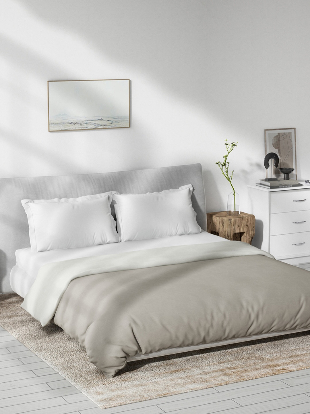 

DDecor Grey & Off White Mild Winter 150 GSM Cotton Double Bed Quilt