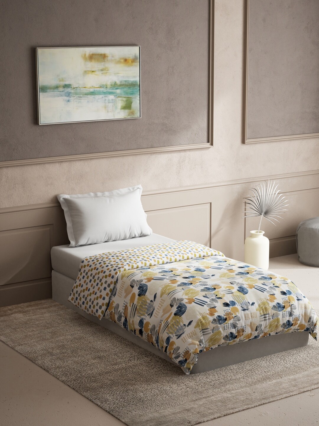 

DDecor Off White & Blue Floral Printed Mild Winter 150 GSM Cotton Single Bed Dohar