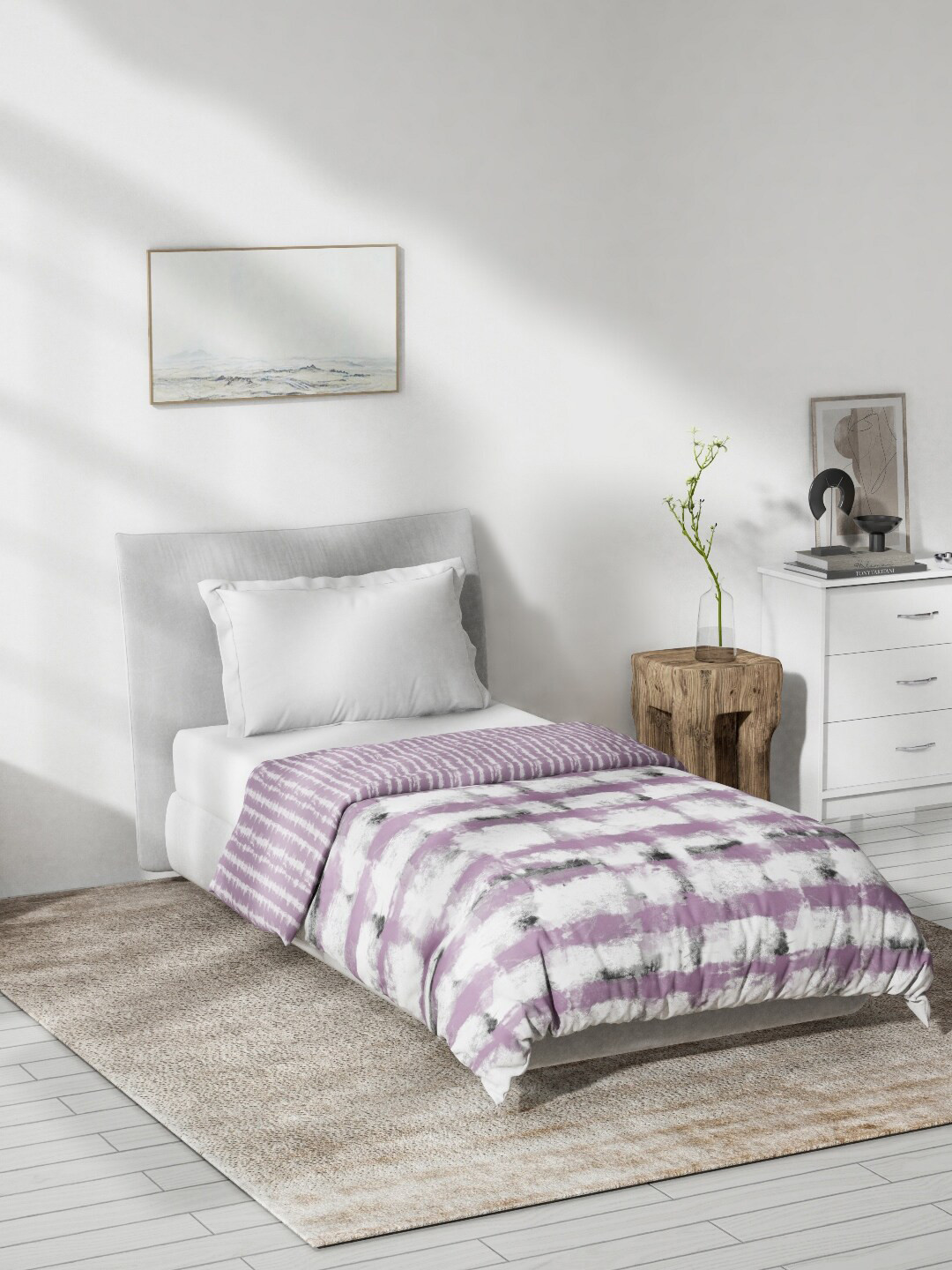 

DDecor Purple & White Cotton Mild Winter 150 GSM Single Bed Quilt
