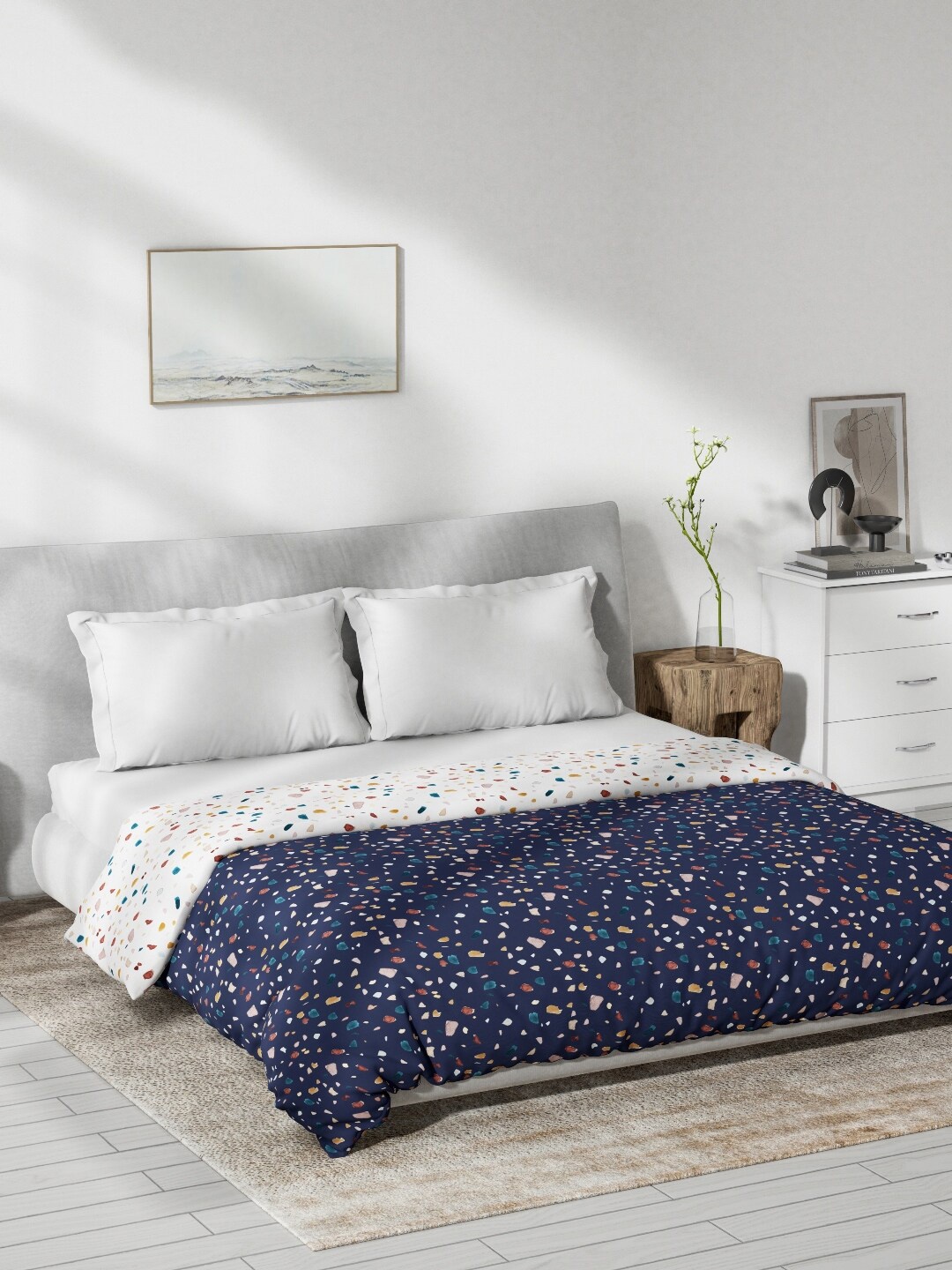 

DDecor Navy Blue & White Printed Mild Winter 150 GSM Cotton Double Bed Dohar