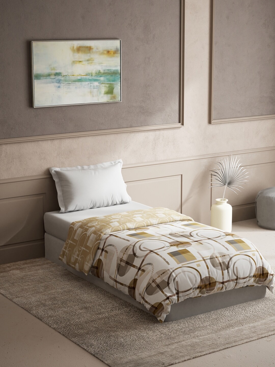 

DDecor White & Brown Printed Mild Winter 150 GSM Cotton Single Bed Dohar