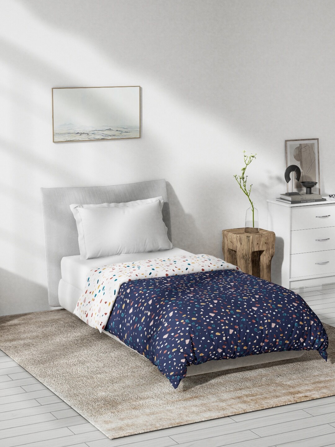 

DDecor Navy Blue & White Printed Mild Winter 150 GSM Cotton Single Bed Dohar