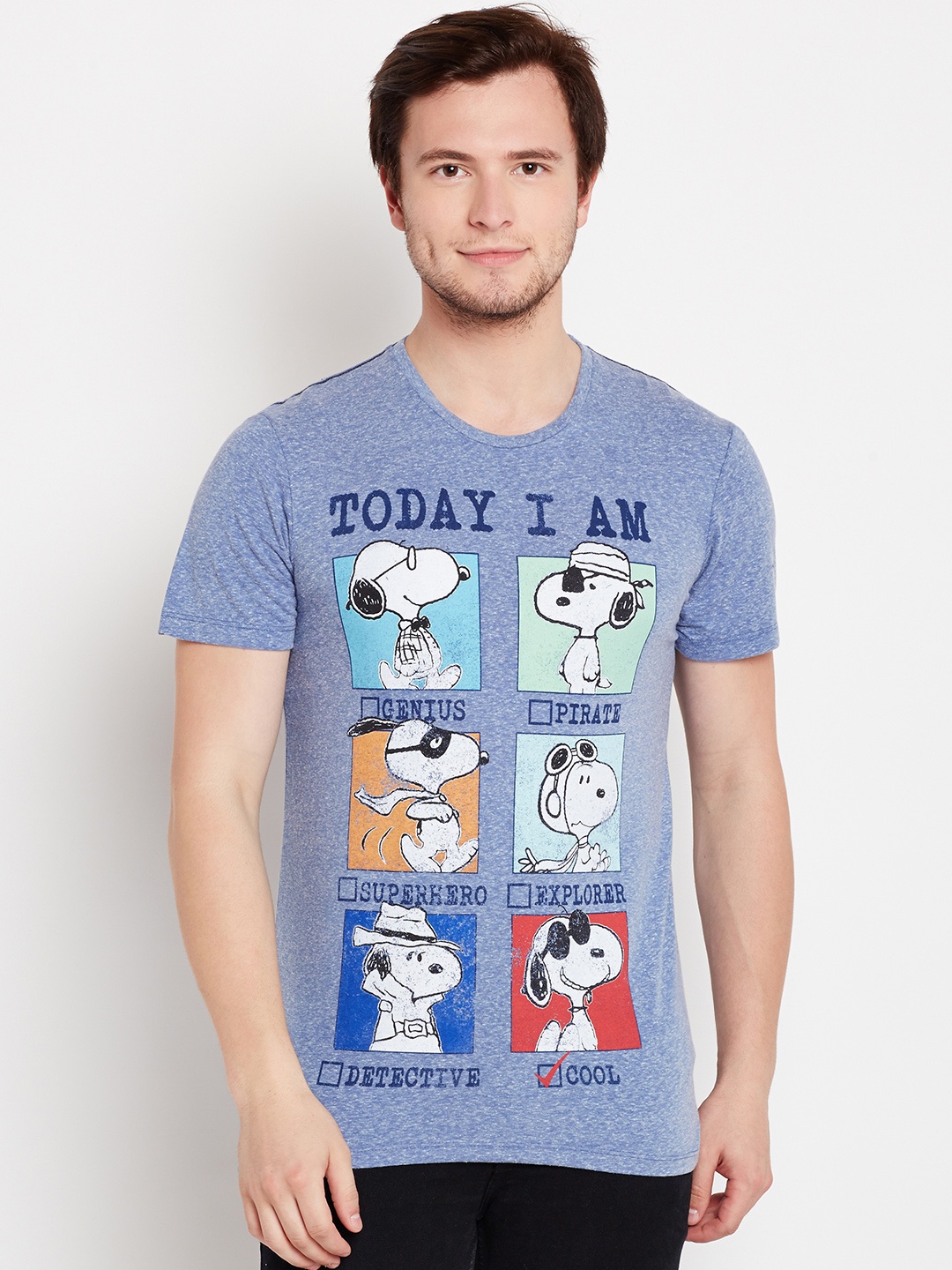 

Free Authority Men Blue Peanuts Printed T-shirt