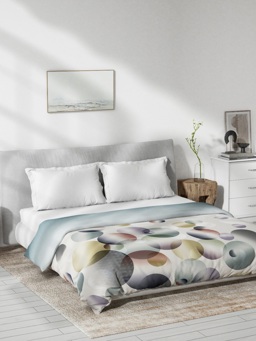 

DDecor Off White & Grey Printed Mild Winter 150 GSM Cotton Double Bed Quilt