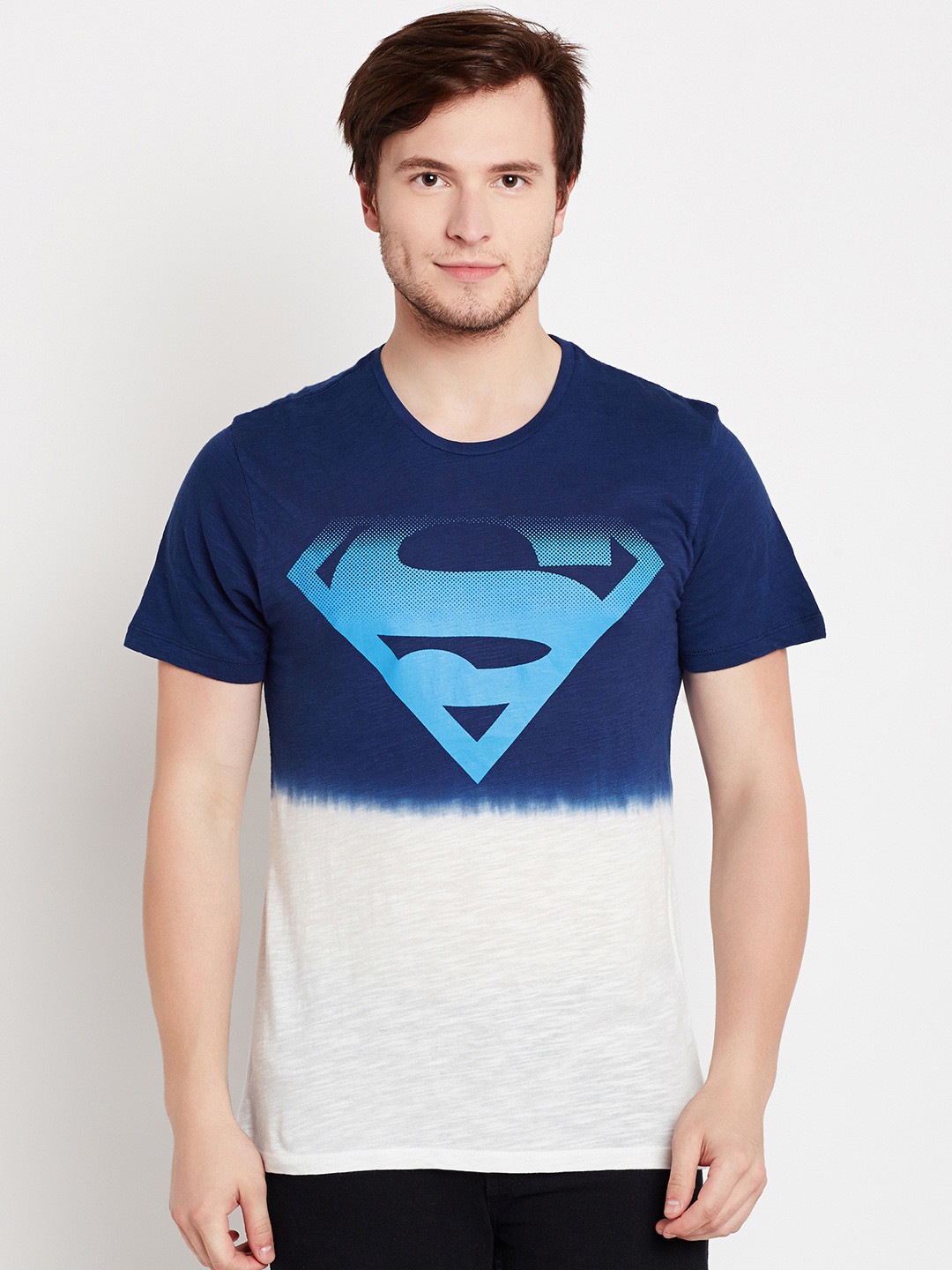 

Free Authority Men Navy Blue Superman Printed Round Neck T-shirt