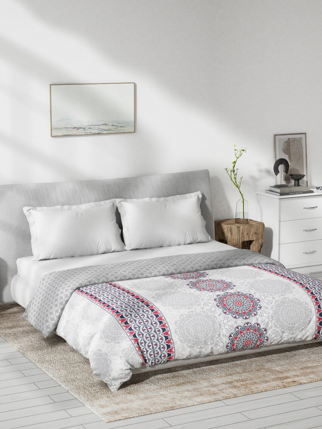 

DDecor Grey & Red Ethnic Printed Mild Winter 150 GSM Cotton Double Bed Dohar
