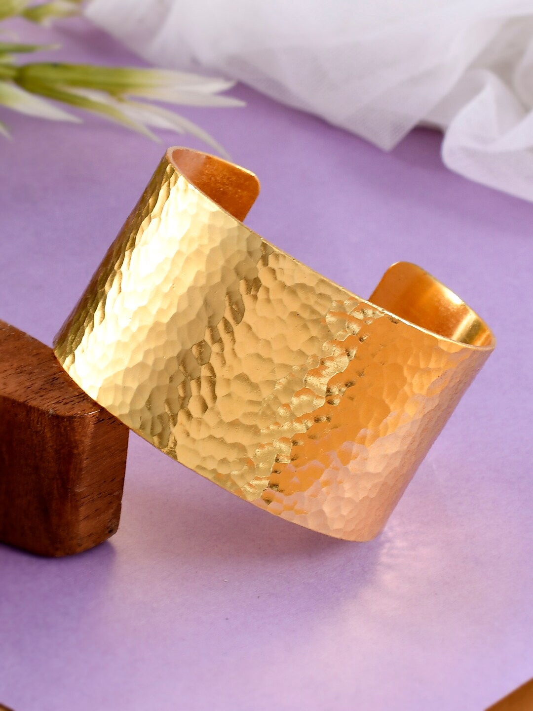 

Silvermerc Designs Women Gold-Toned Brass Gold-Plated Cuff Bracelet