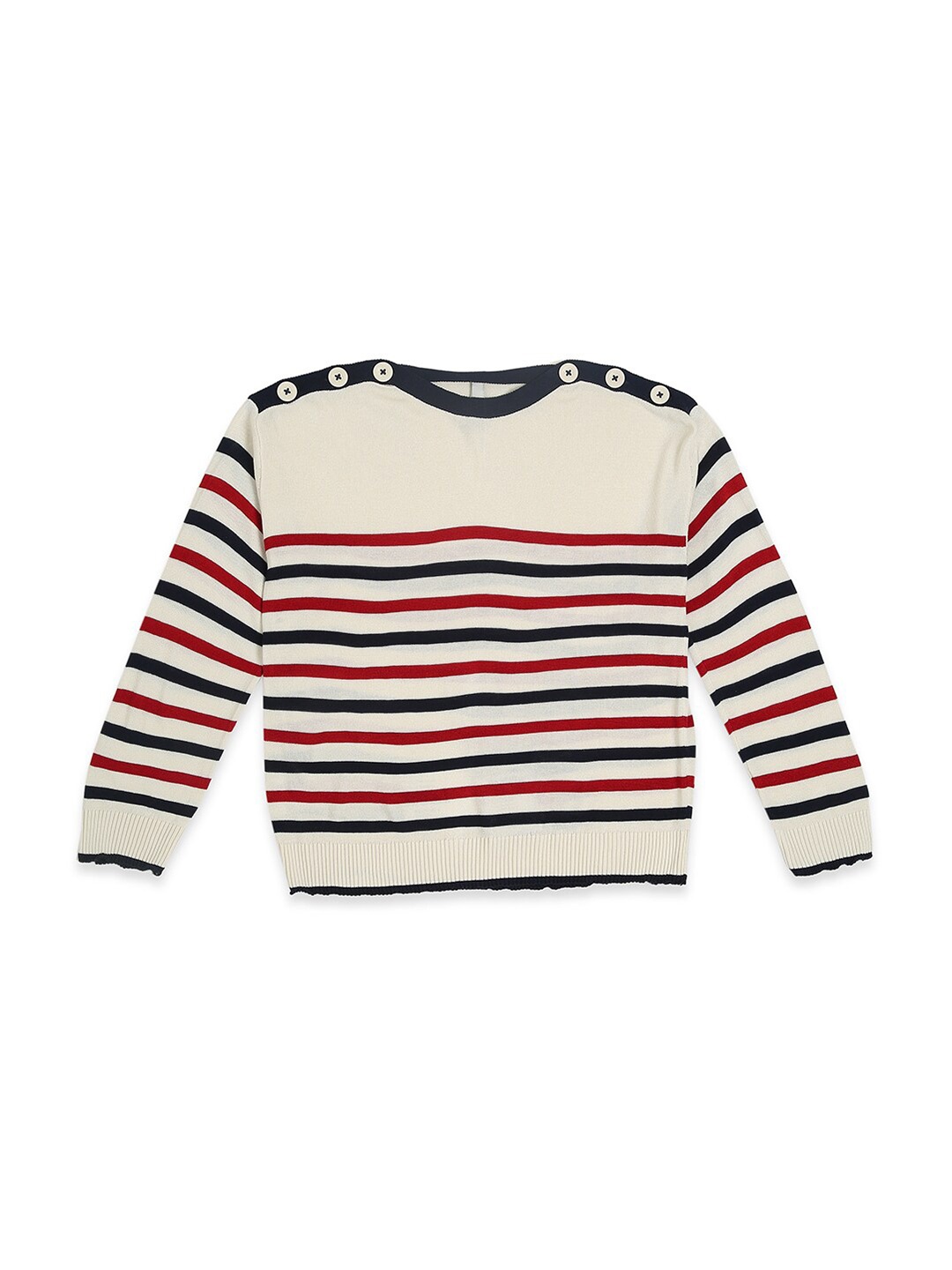 

Pepe Jeans Girls Beige & Red Striped Pullover