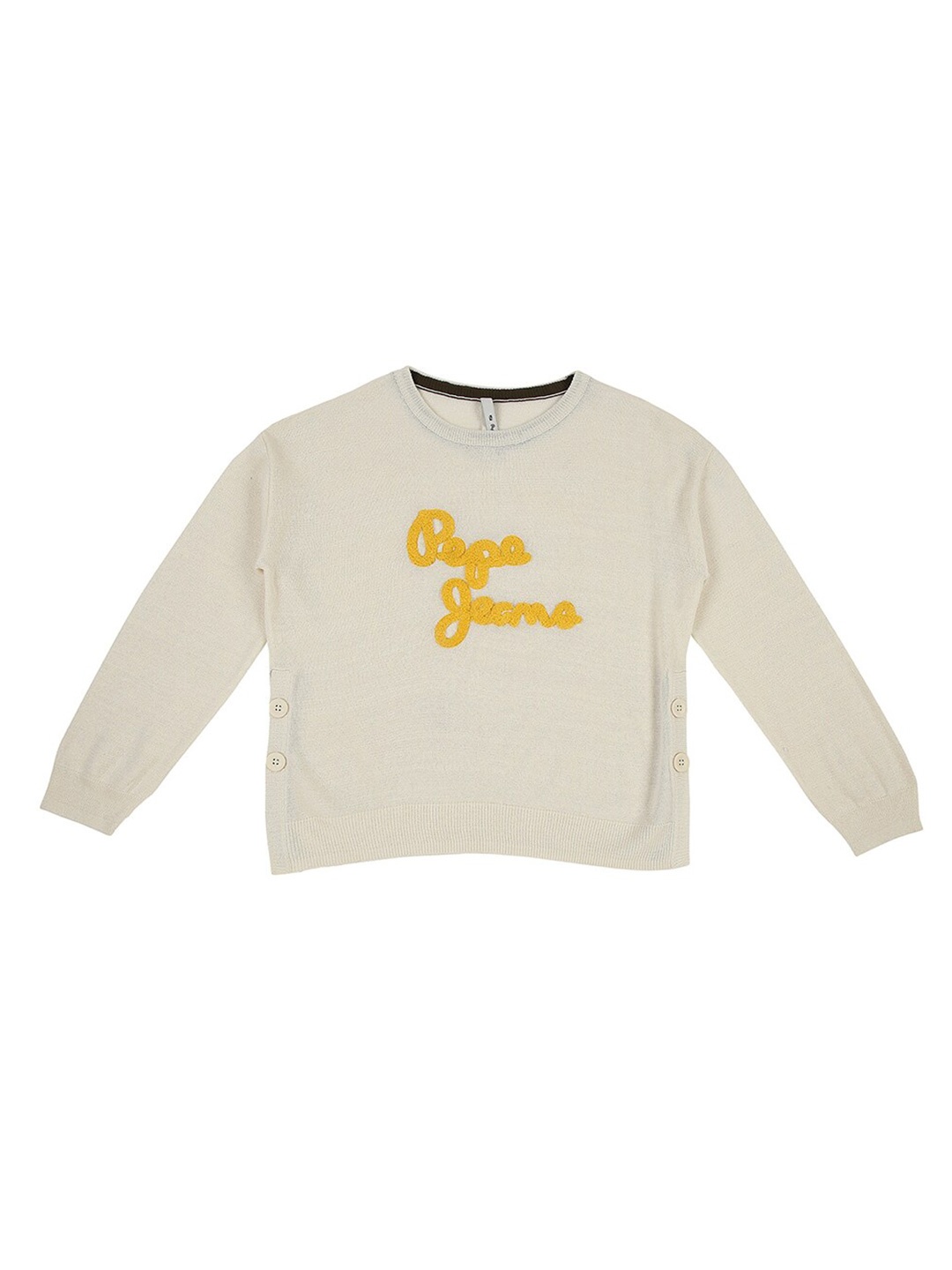 

Pepe Jeans Girls Brand Logo Printed Pullover with Embroidered Detail, Cream