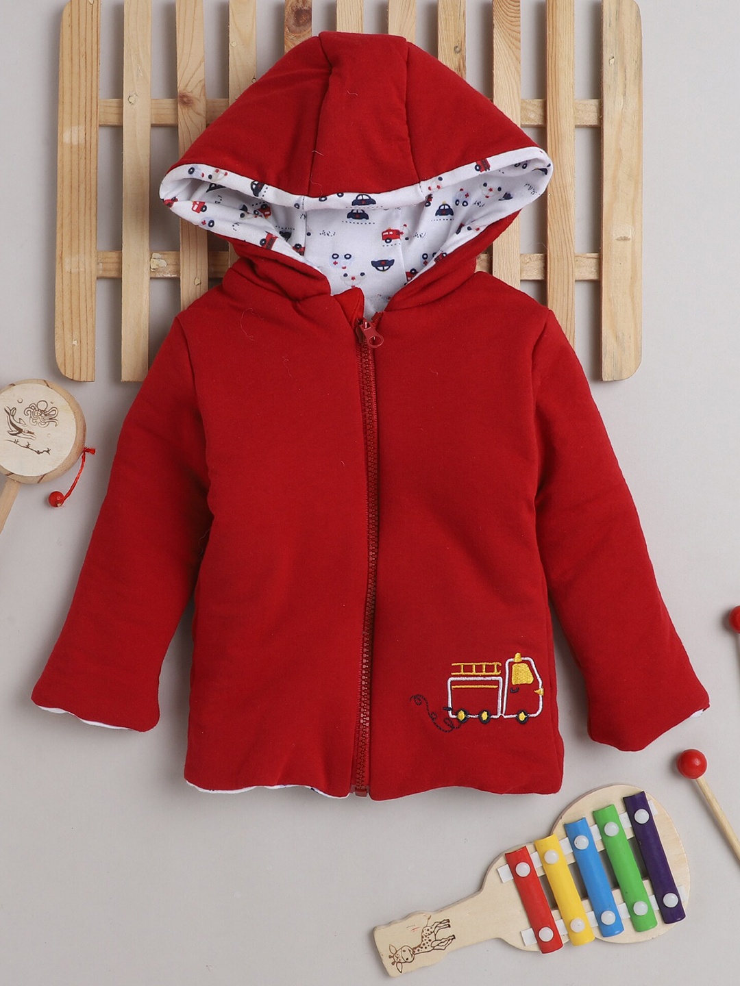 

BUMZEE Boys Red Reversible Hooded Jacket