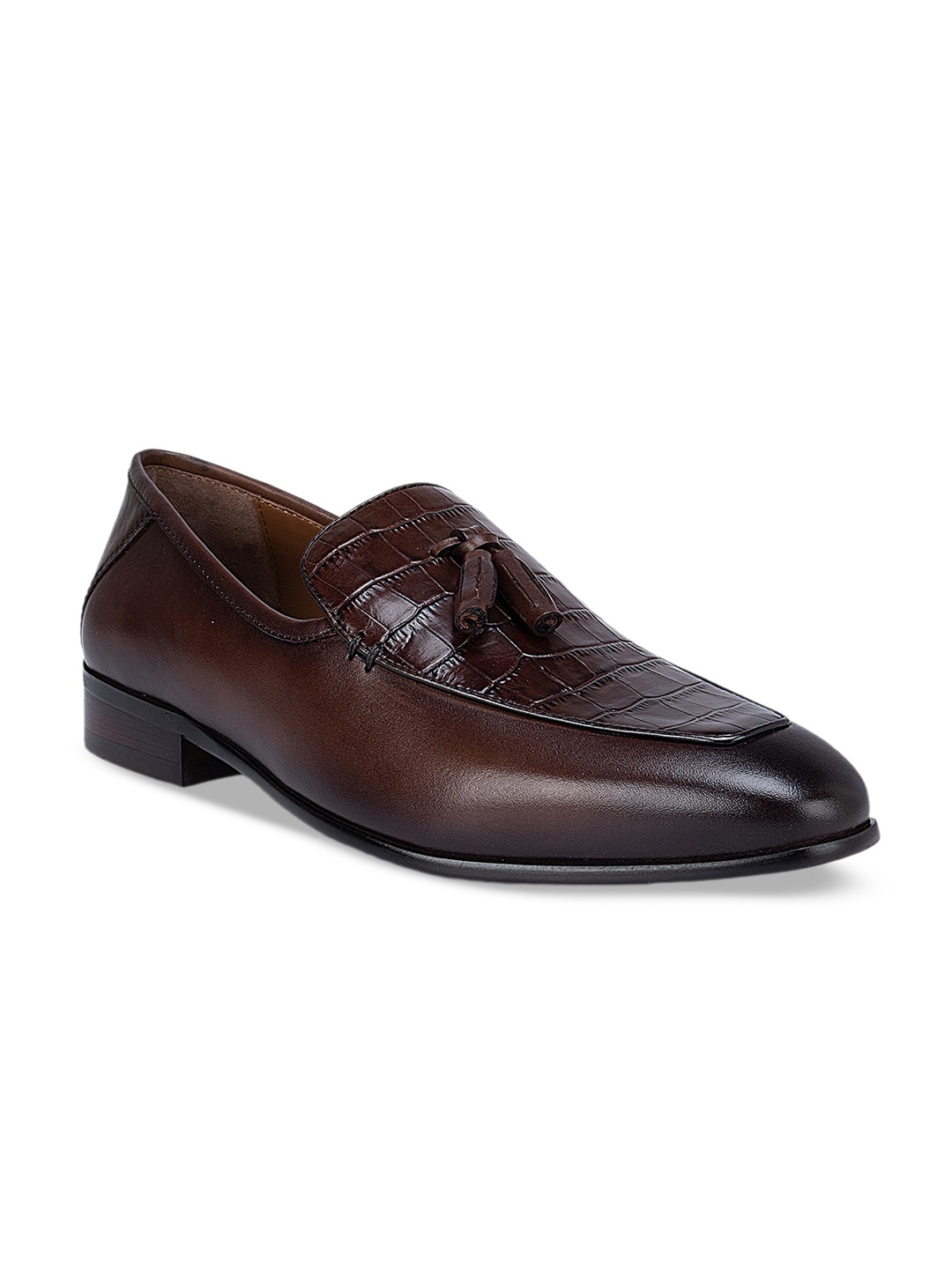 

ROSSO BRUNELLO Men Coffee Brown Textured Formal Loafers