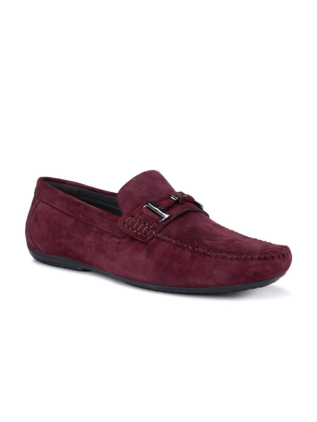 

ROSSO BRUNELLO Men Burgundy Leather Loafers