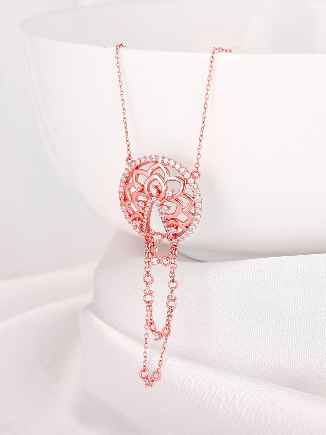 

GIVA Rose Gold & White Sterling Silver Rose Gold-Plated Necklace