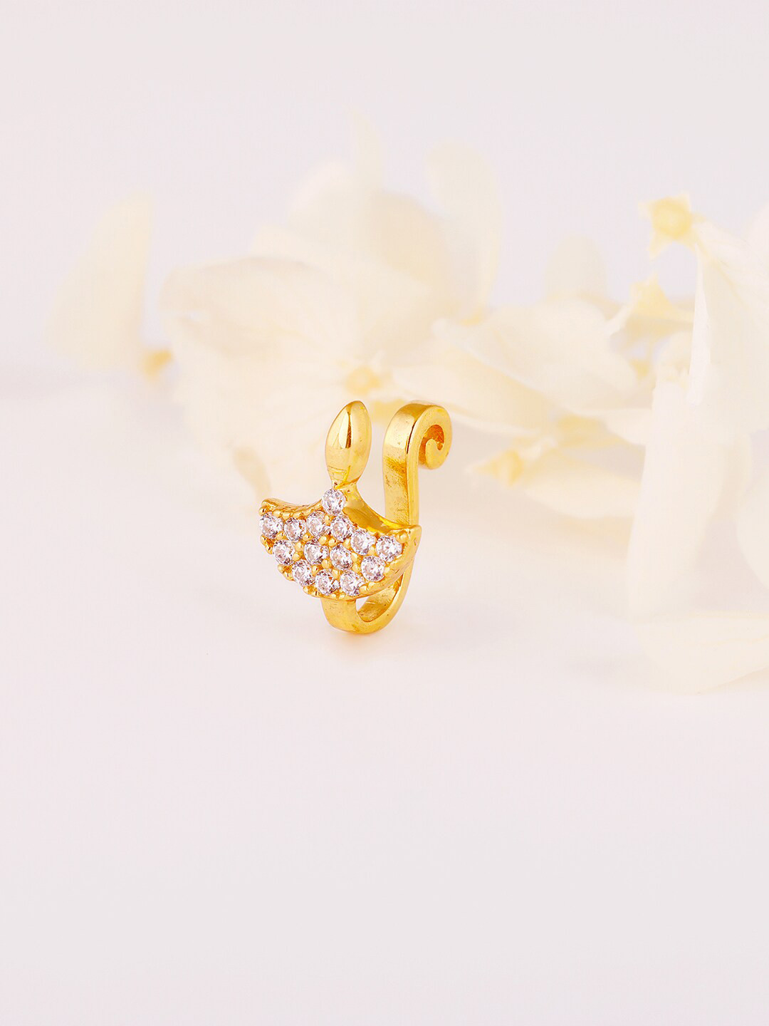 

GIVA Women Gold-Plated White CZ-Studded Nosepin