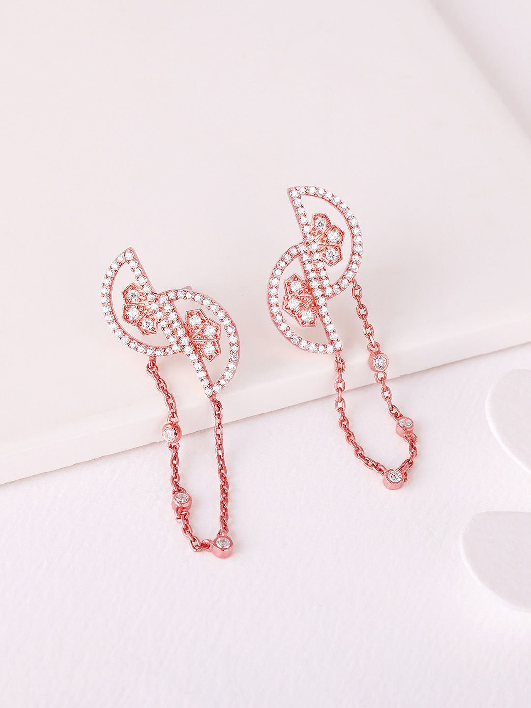 

GIVA Rose Gold Contemporary Drop Earrings
