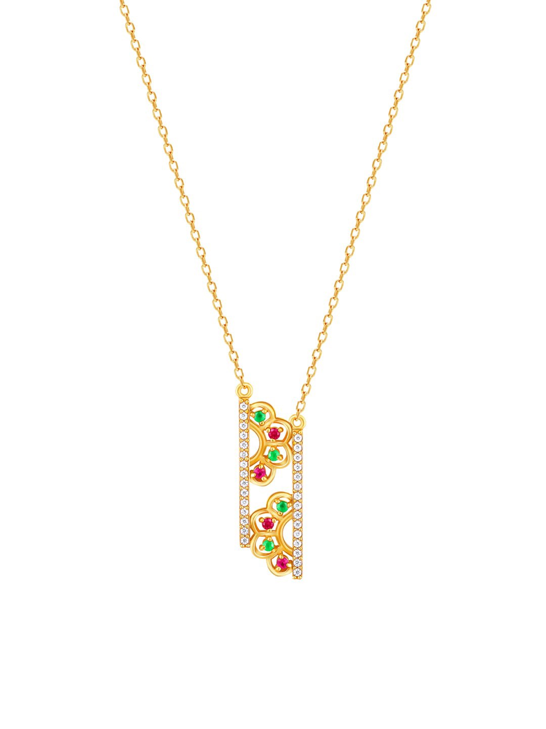 

GIVA 925 Sterling Silver Gold-Plated Red & Green Stone Studded Pendant