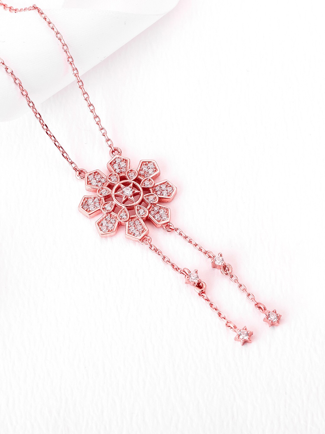 

GIVA Women Rose Gold & White Sterling Silver Rose Gold-Plated Necklace
