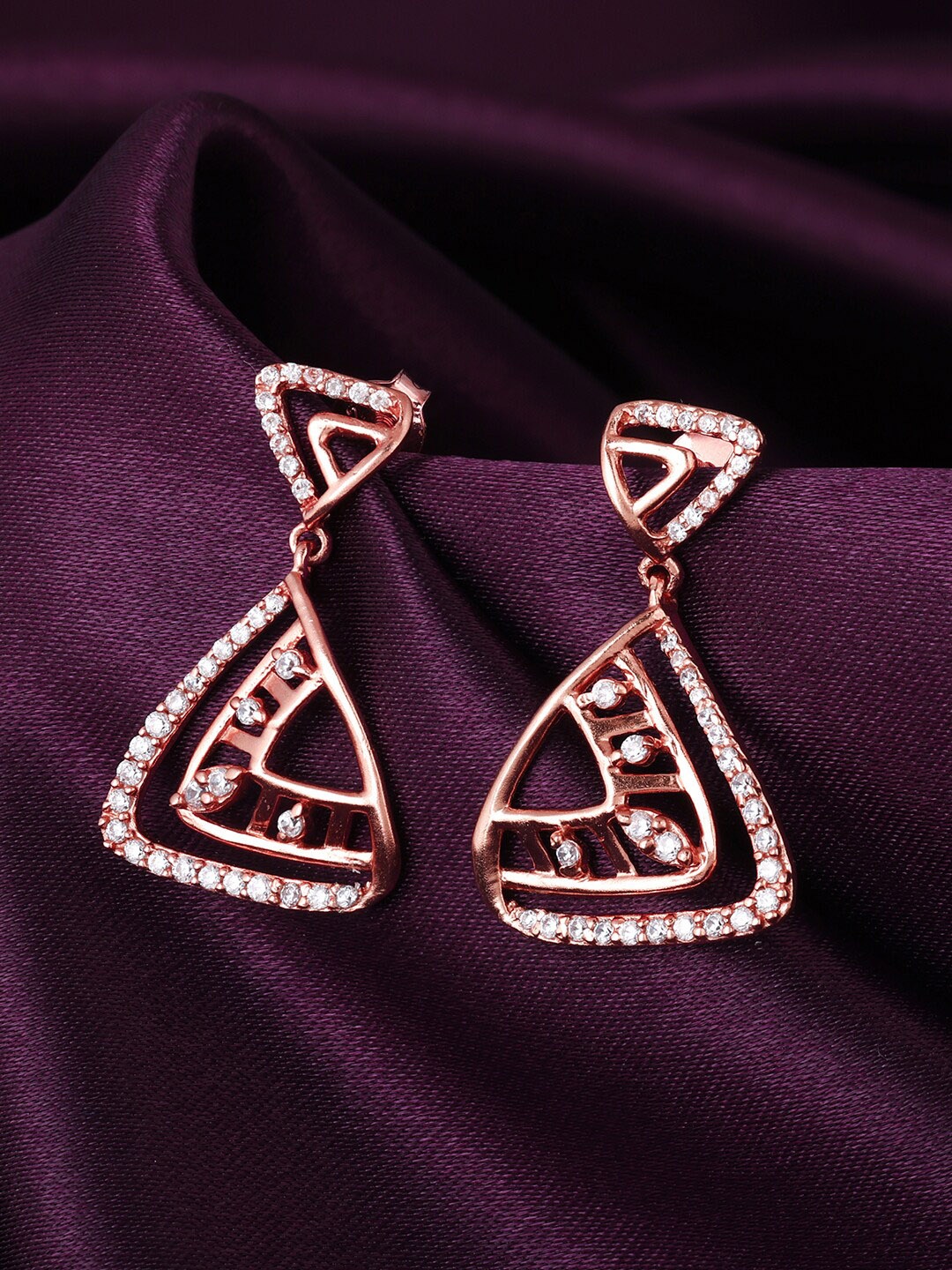 

GIVA Sterling Silver Rose Gold Contemporary Drop Earrings
