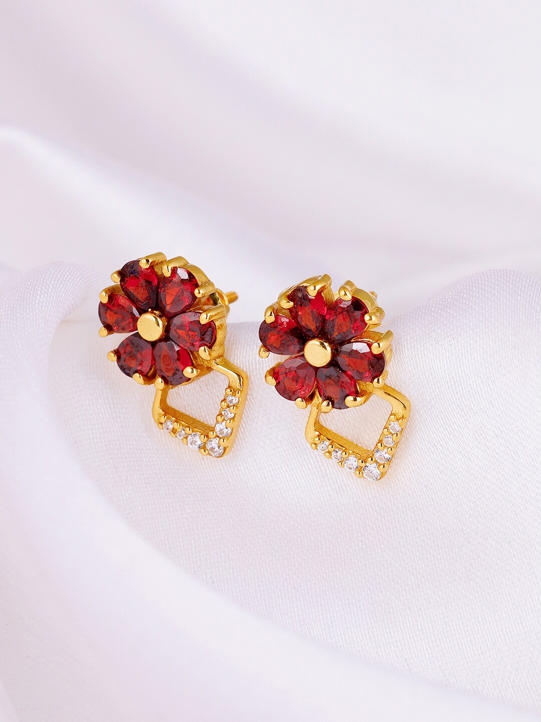 

GIVA Maroon Gold-Toned Gold-Plated Contemporary Studs Earrings