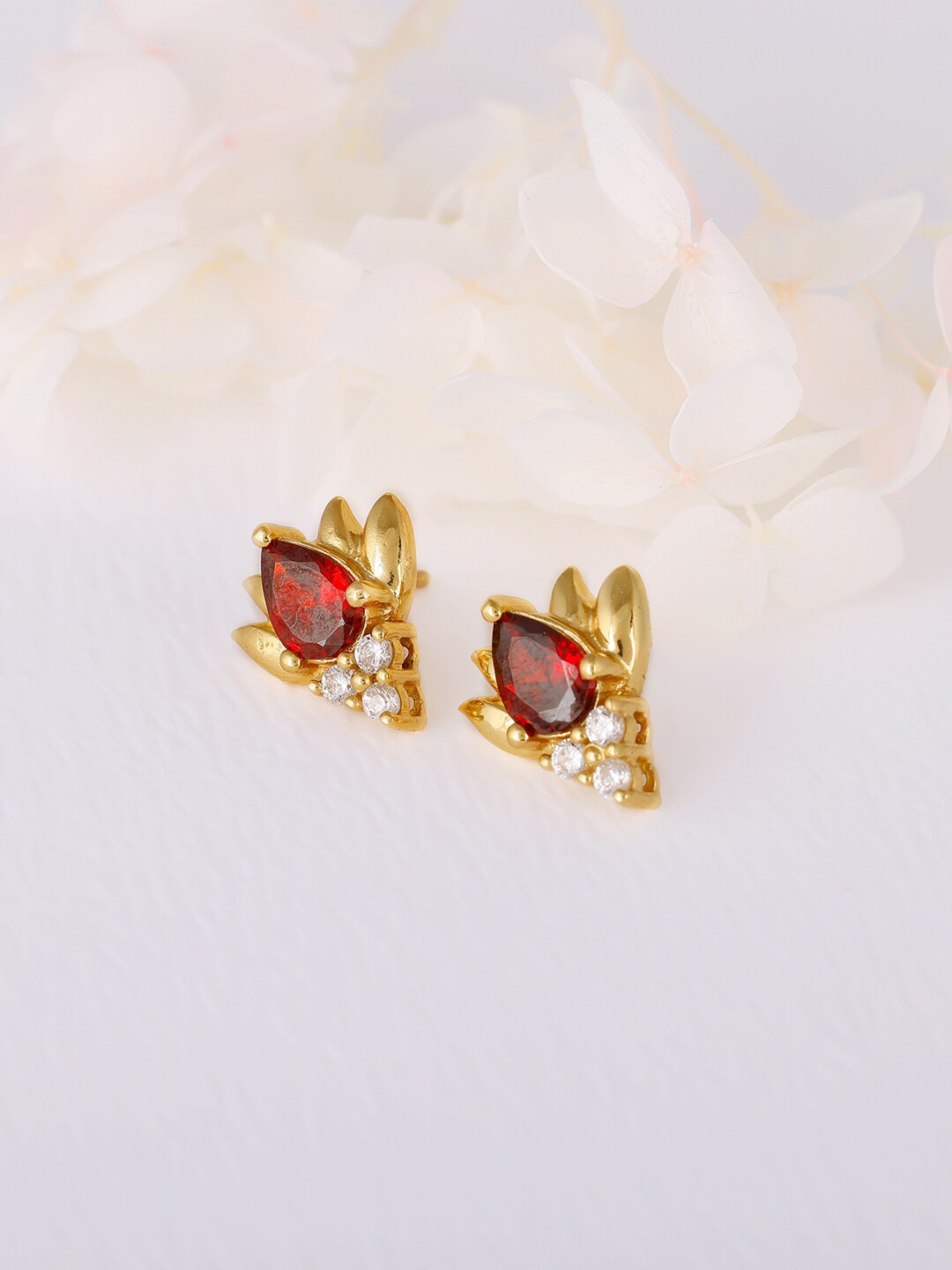 

GIVA Maroon Gold-Toned Gold-plated Contemporary Studs Earrings