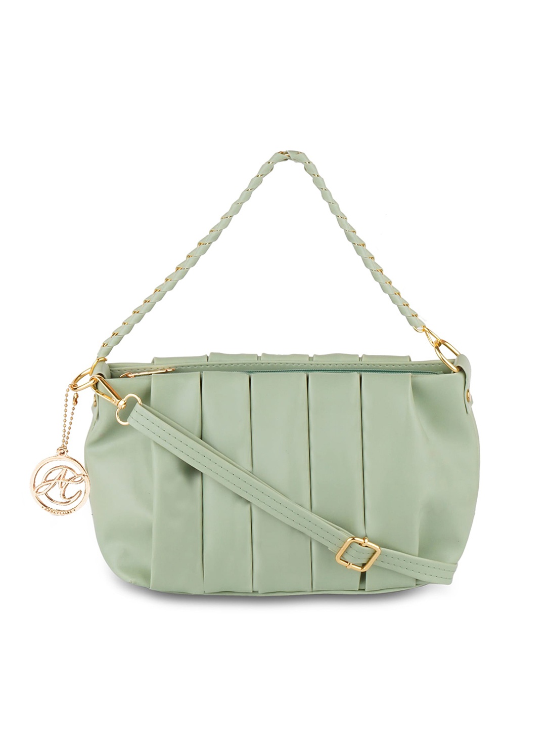 

Anna Claire Green PU Structured Satchel with Quilted