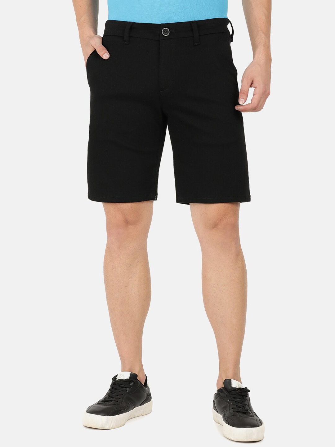 

EVERBLUE Men Stretchable Mid-Rise Cross Pocket Shorts, Black