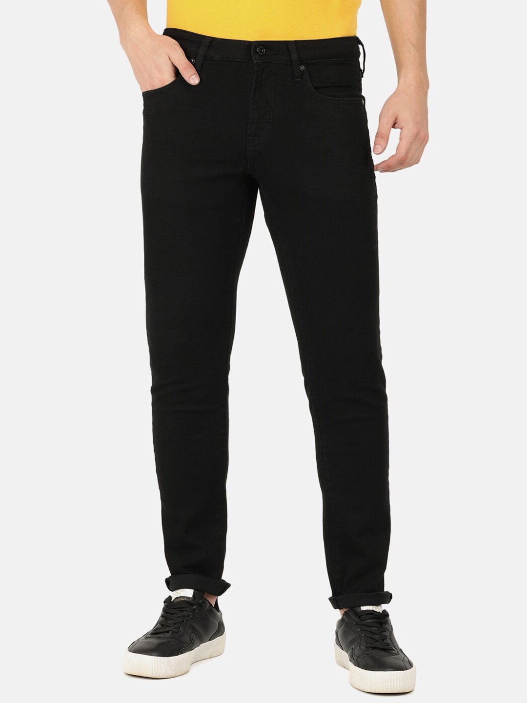 

EVERBLUE Men Stretchable Comfort Slim Heavy Fade Midrise Jeans, Black
