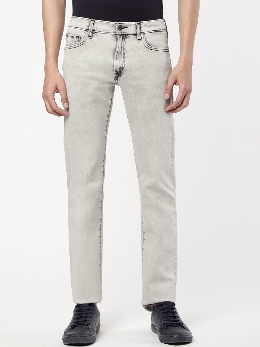 

EVERBLUE Men Stretchable Comfort Slim Light Fade Midrise Jeans, Grey